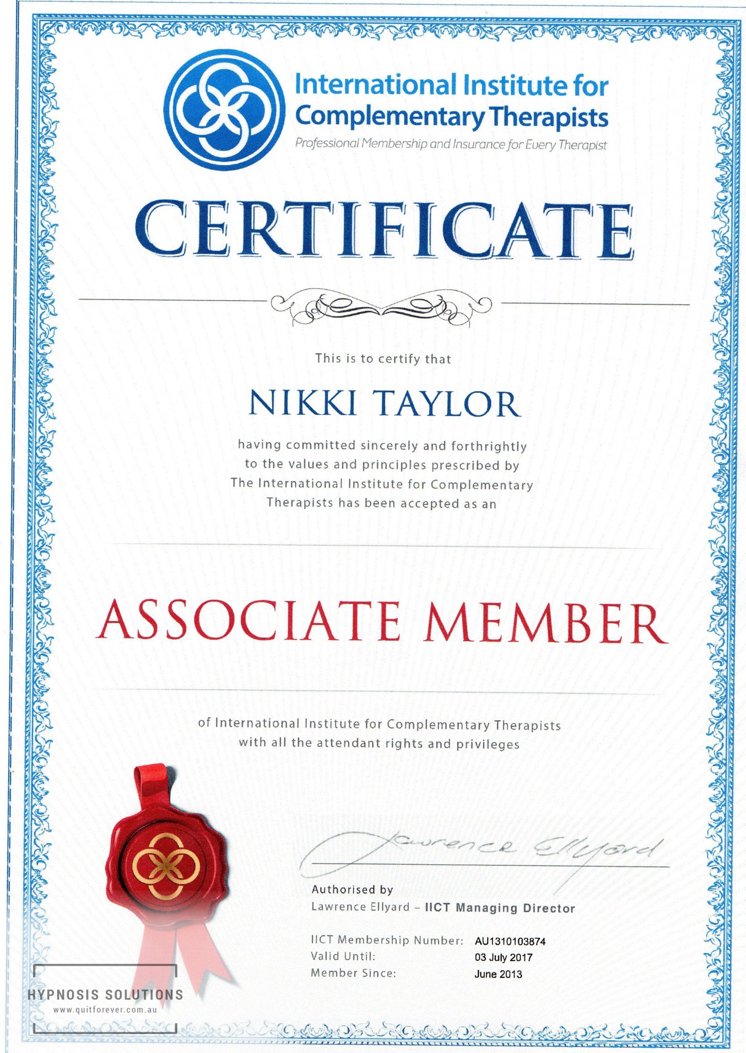 Associate Member of IICT